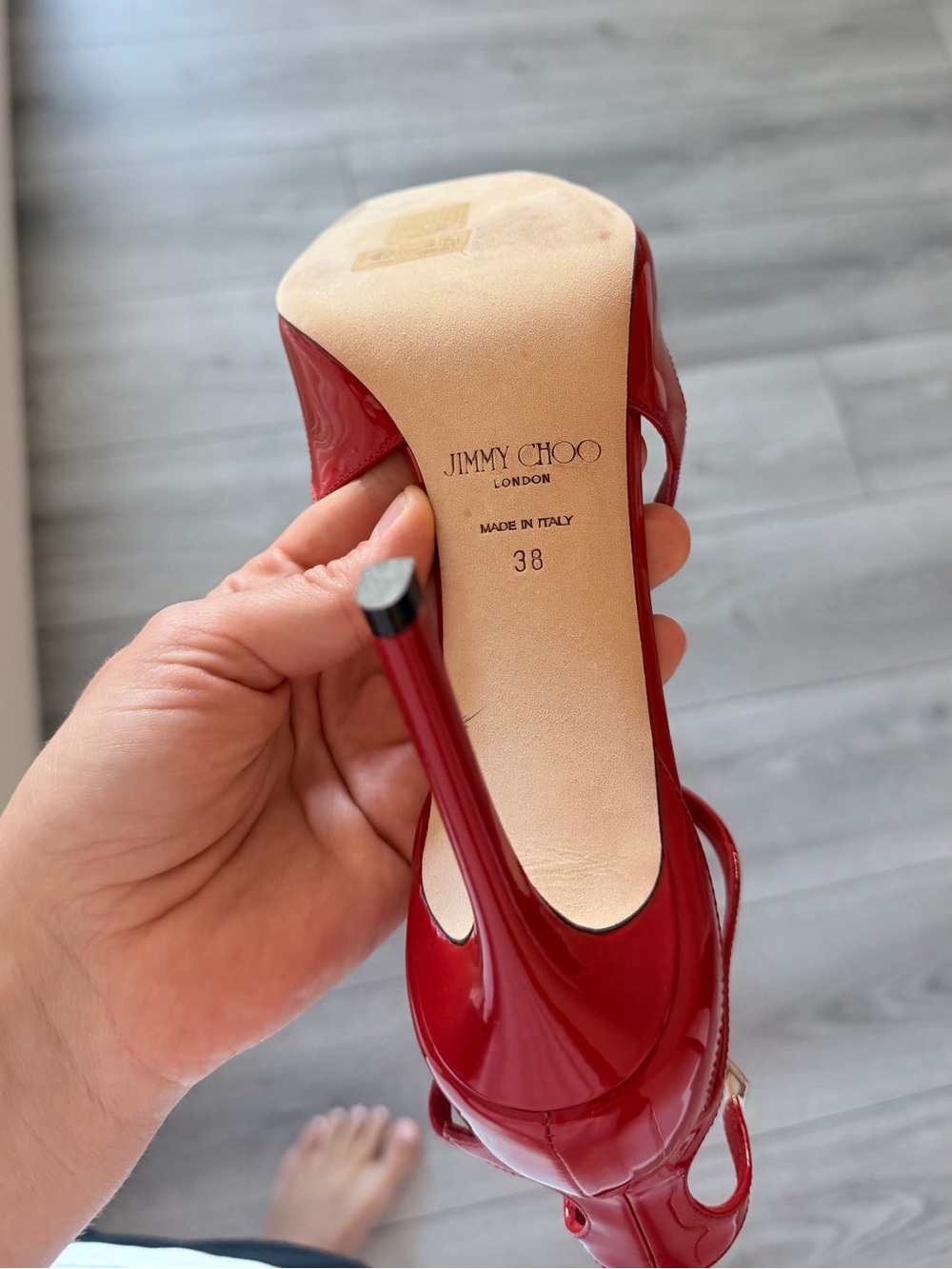 Jimmy Choo Red Patent Leather Strappy Stiletto Sandals new in box - Picture 4 of 5
